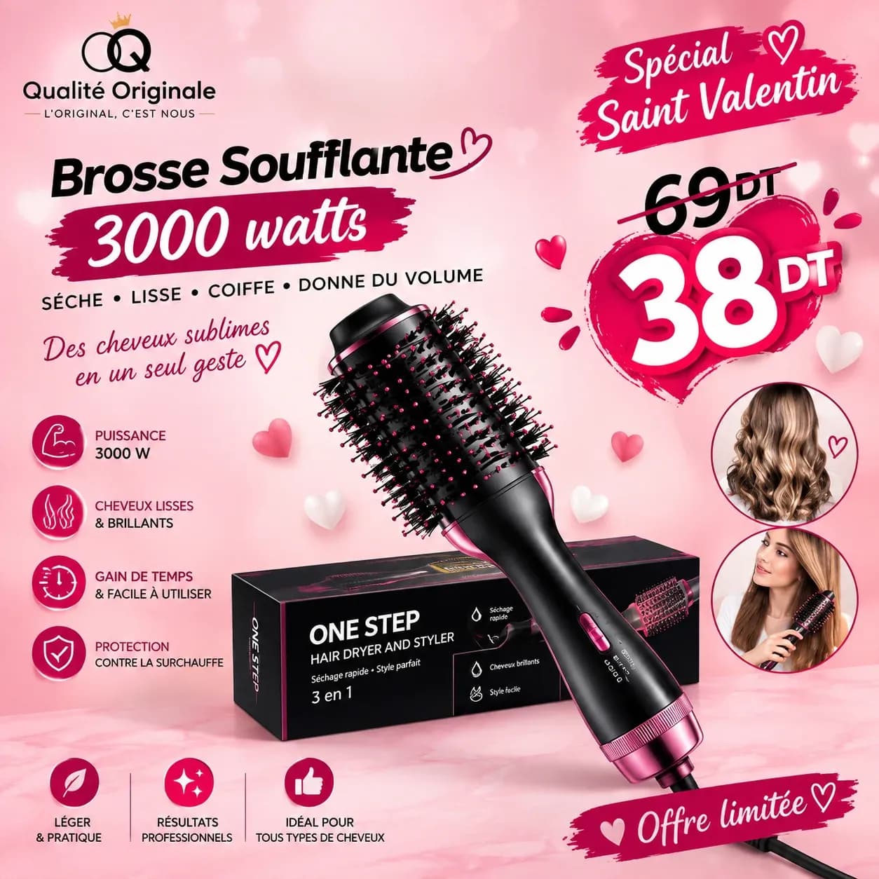 Brosse Soufflante 3 en 1 – 3000W ✨